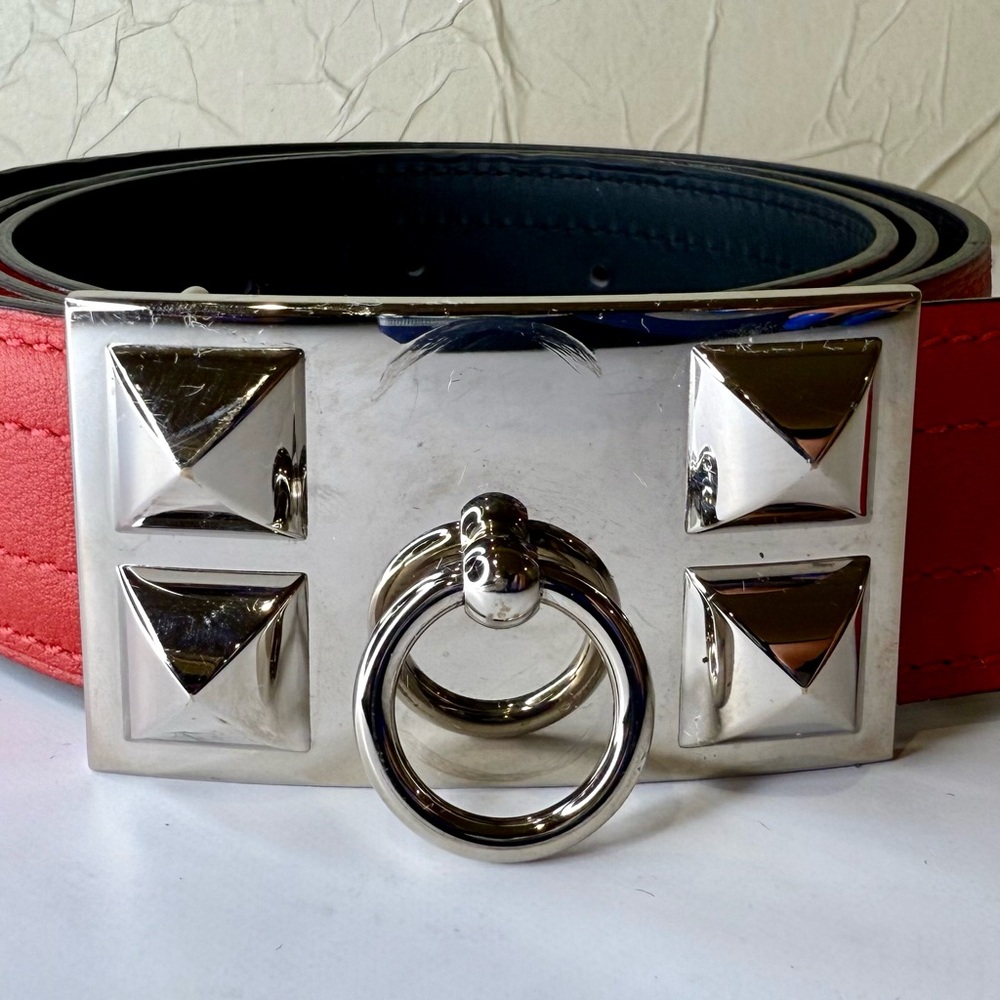 Red Belt with Silver Buckle